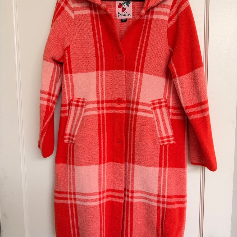 Lesley Evers Natalie Red & Pink Plaid Coat